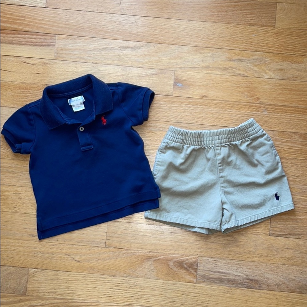 RALPH LAUREN Classic Navy Polo and Khaki Shorts 9M